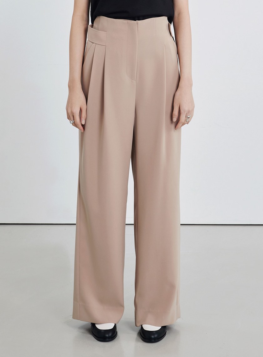 裝飾腰帶高腰寬褲